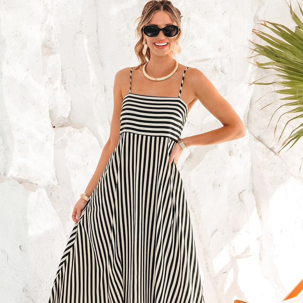 Subtle Lines Striped Maxi Dress - XL